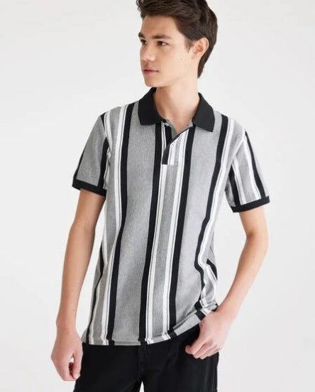 Aeropostale Vertical Stripe Jersey Polo L