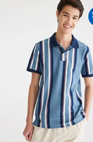Aeropostale Vertical Stripe Jersey Polo L