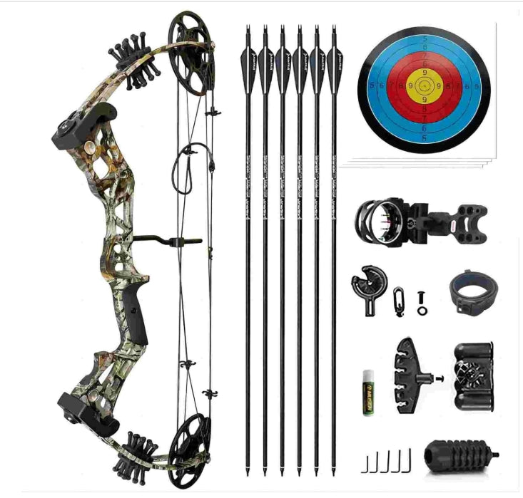 Compound Bow Set 15-45lbs for Pull Beginner and Teens Right Handed Adjustable 18"-29" Draw Length, 320 FPS Speed, Hunting Bow Archery Set New 2024