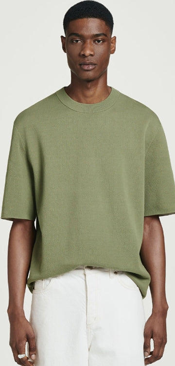 RELAXED DOUBLE-FACED KNIT T-SHIRT Size L