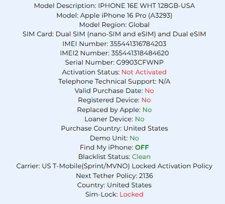 Apple iPhone 16e White 128GB Carrier Locked: T-Mobile