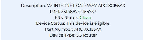 Verizon Internet Gateway (ARC-XCI55AX)