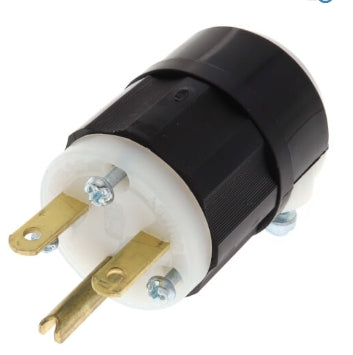 Straight Blade Plug, 15 Amp, 250 Volt, Industrial Grade - Black & White - 10 Pack