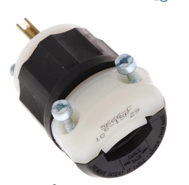 Straight Blade Plug, 15 Amp, 250 Volt, Industrial Grade - Black & White - 10 Pack