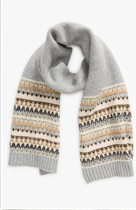 Treasure & Bond Fair Isle Scarf, Grey $39.00