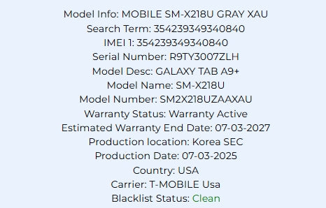 Samsung Galaxy Tab A9+ 5G Graphite 64GB Carrier Locked: T-Mobile