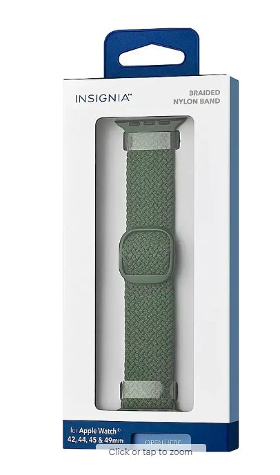 Insignia™ - Braided Nylon Band for Apple Watch 42mm, 44mm, 45mm and Apple Watch Ultra 49mm (All Series) - Olive Green