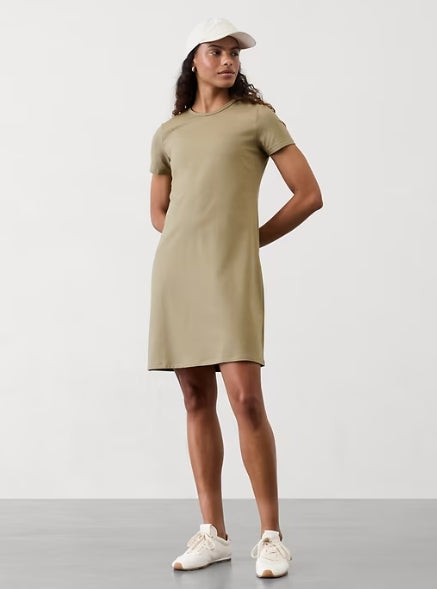 Athleta Effortless Tee Dress Perennial Olive XXS