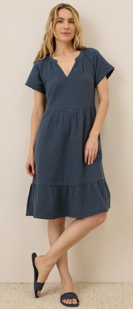 Pact Coastal Double Gauze Breezy Dress French Navy 3XL