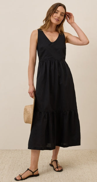 Pact Canopy Linen Blend Easy Tank Dress Black 3XL