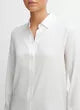 Vince Slim Fitted Stretch-Silk Blouse, Optic White New