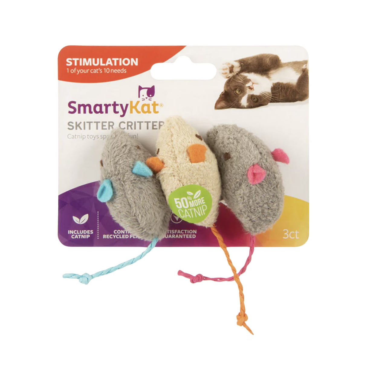 SmartyKat Skitter Critters Mice Catnip Cat Toys, 12 Count