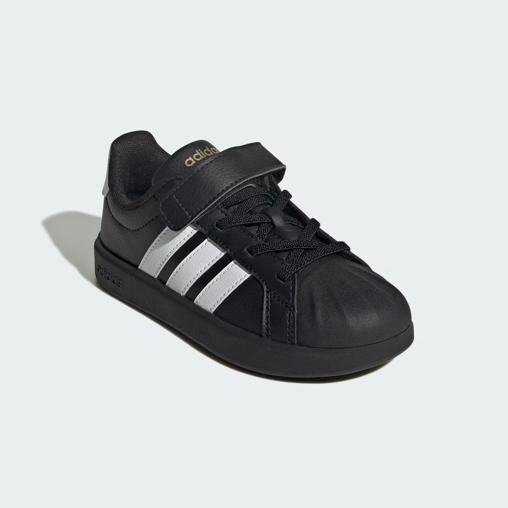 ADIDAS - Kids Unisex "Streettalk" Shoes, Core Black / Cloud White / Gold Metallic - 2Y
