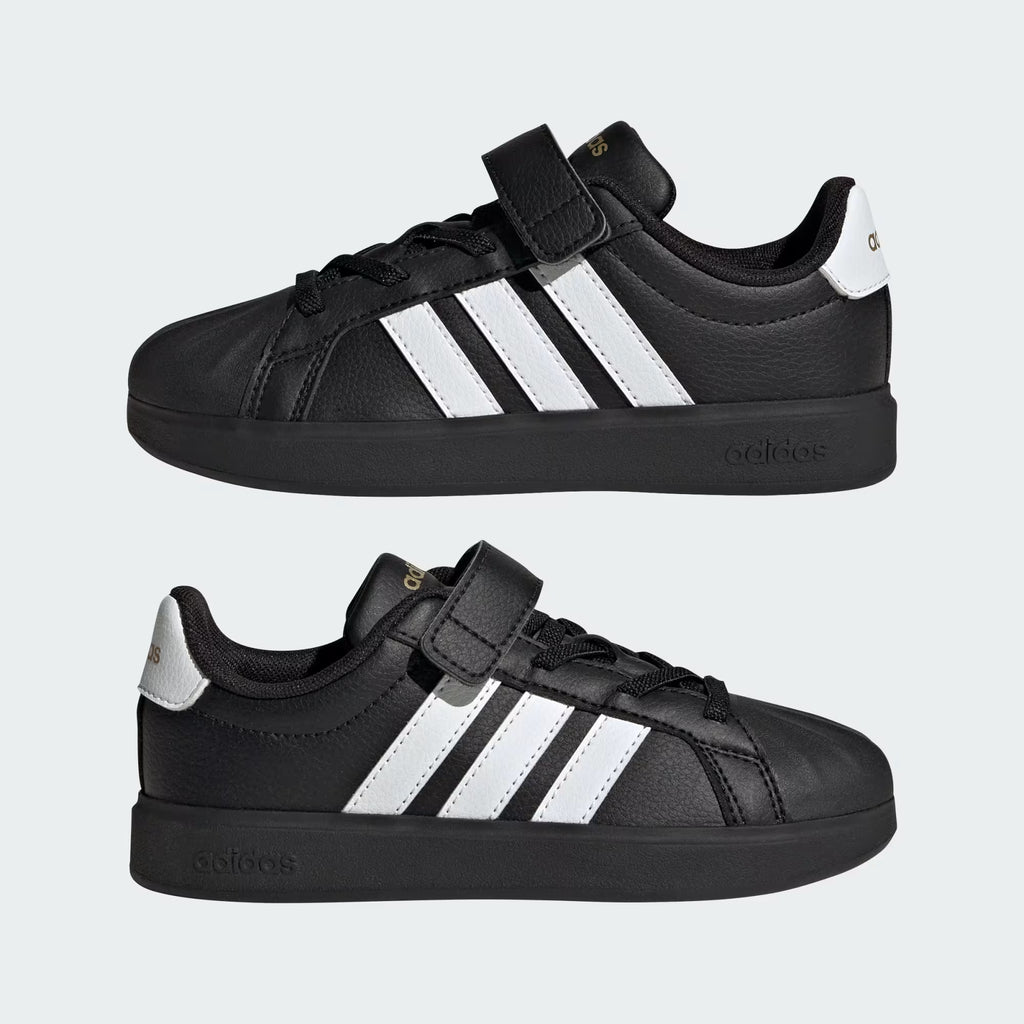 ADIDAS - Kids Unisex "Streettalk" Shoes, Core Black / Cloud White / Gold Metallic - 2Y
