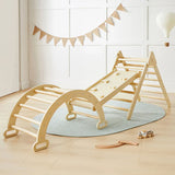 Tiny Land Pikler Triangle Set - Wooden Montessori Climbing Set for Toddler (Natural)