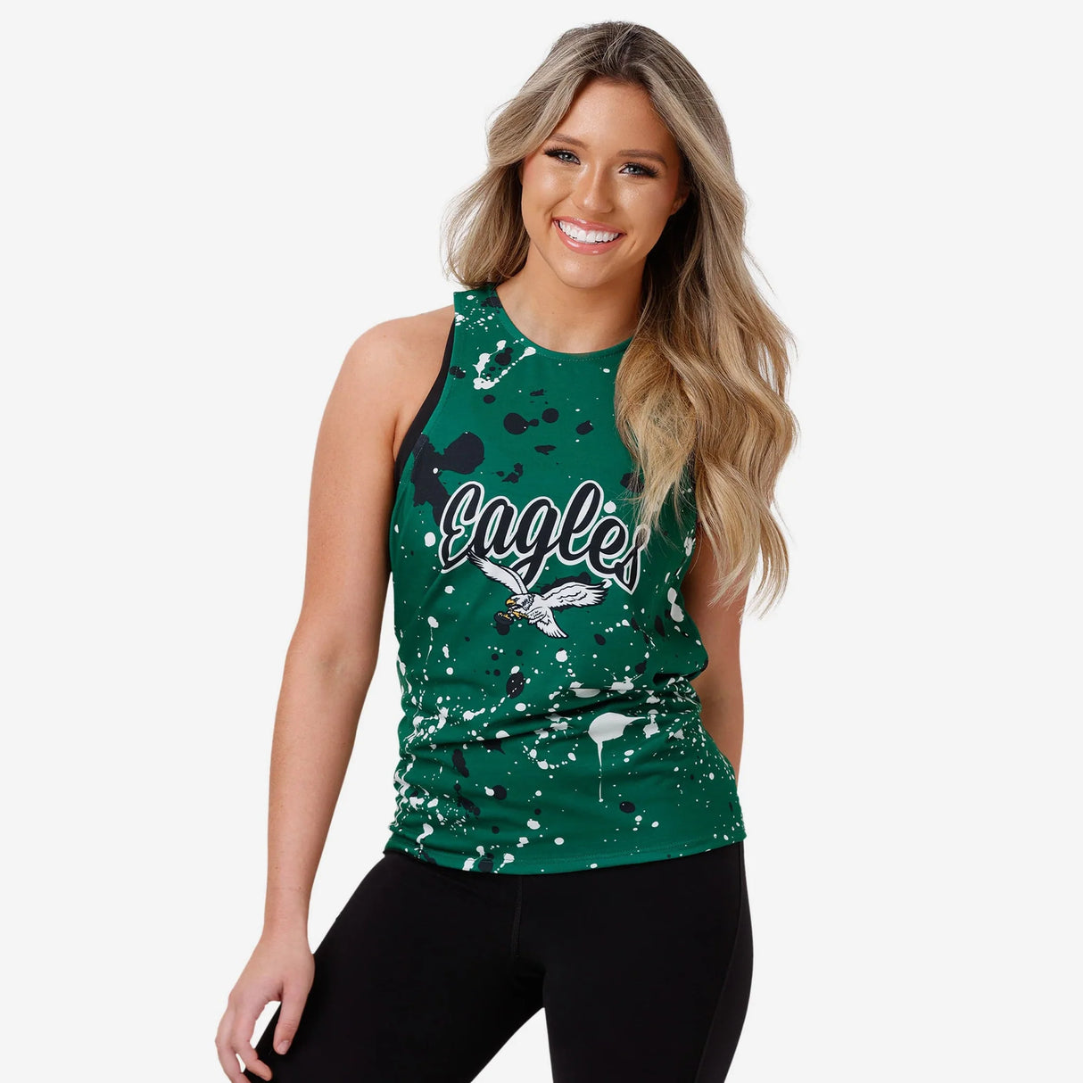 Philadelphia Eagles Kelly Green Paint Splatter Tie-Breaker Sleeveless Top - Size: Small