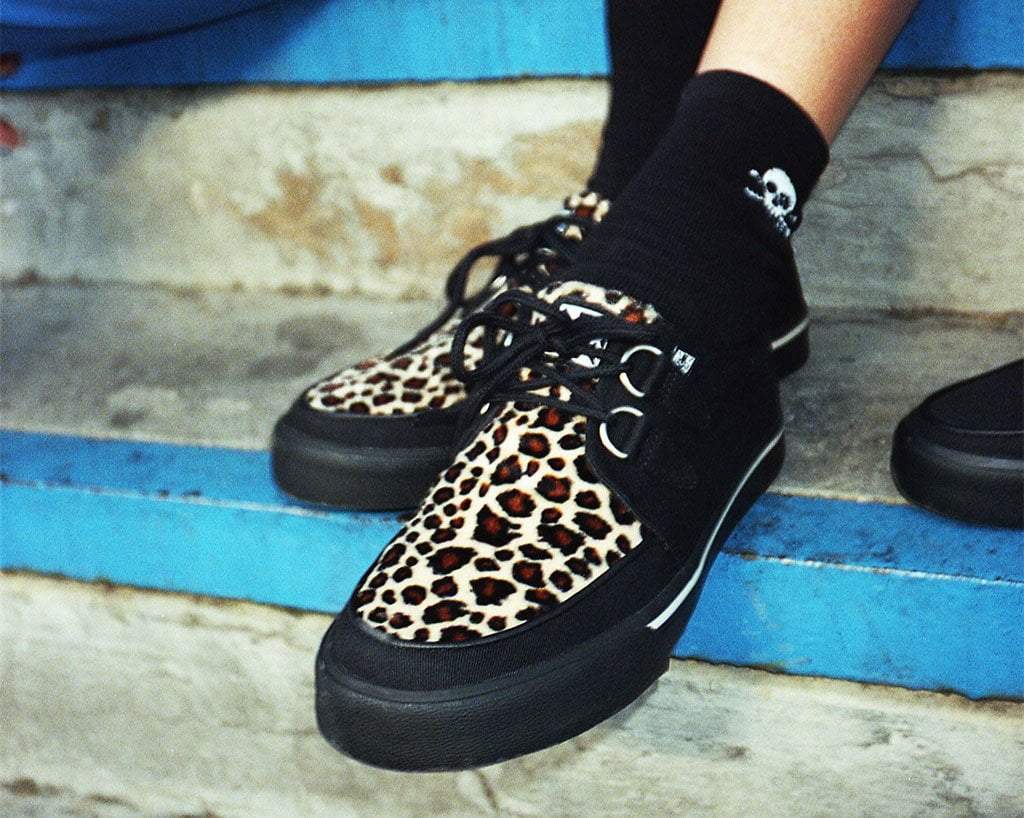 T.U.K. FOOTWEAR Unisex Black & Leopard Vegan Sneaker - M3/W5