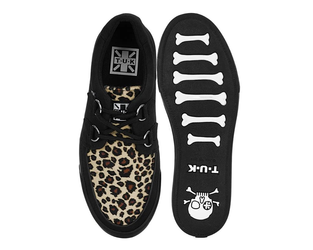 T.U.K. FOOTWEAR Unisex Black & Leopard Vegan Sneaker - M3/W5