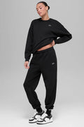 Alo-Accolade Crew Neck Pullover- Blk- Size: Med
