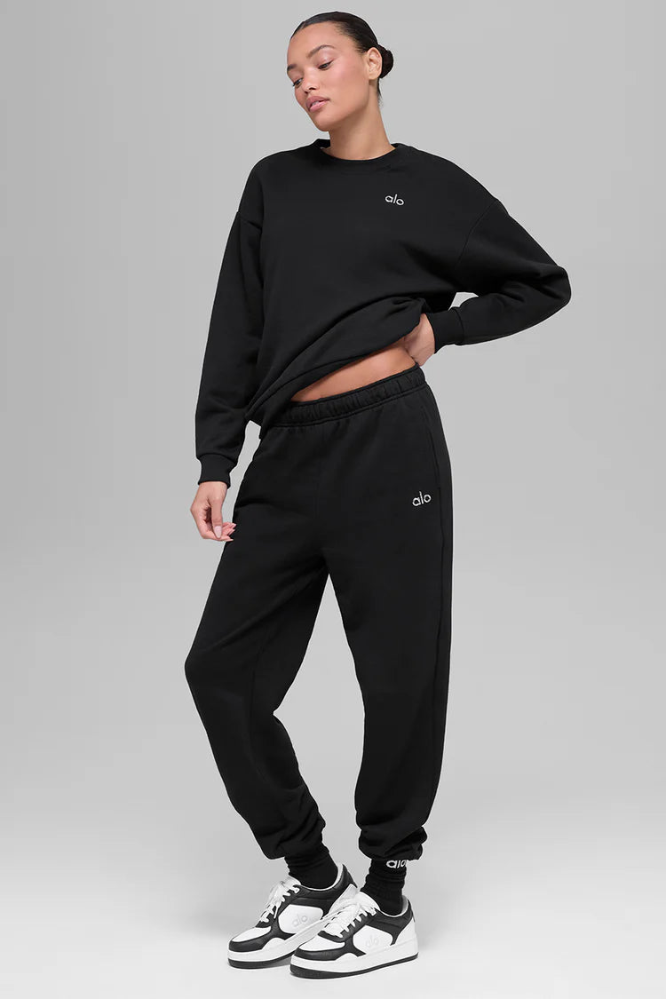 Alo-Accolade Crew Neck Pullover- Blk- Size: Med
