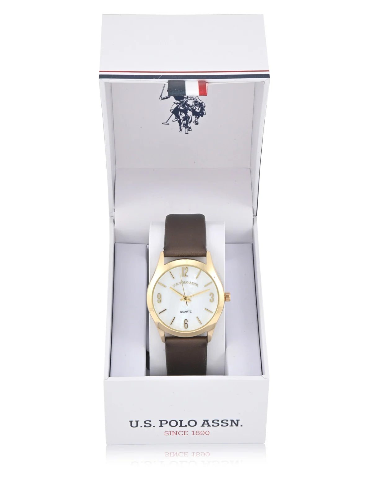 U.S. Polo Assn. Women's Brown Strap Watch with Gold-Tone Accents