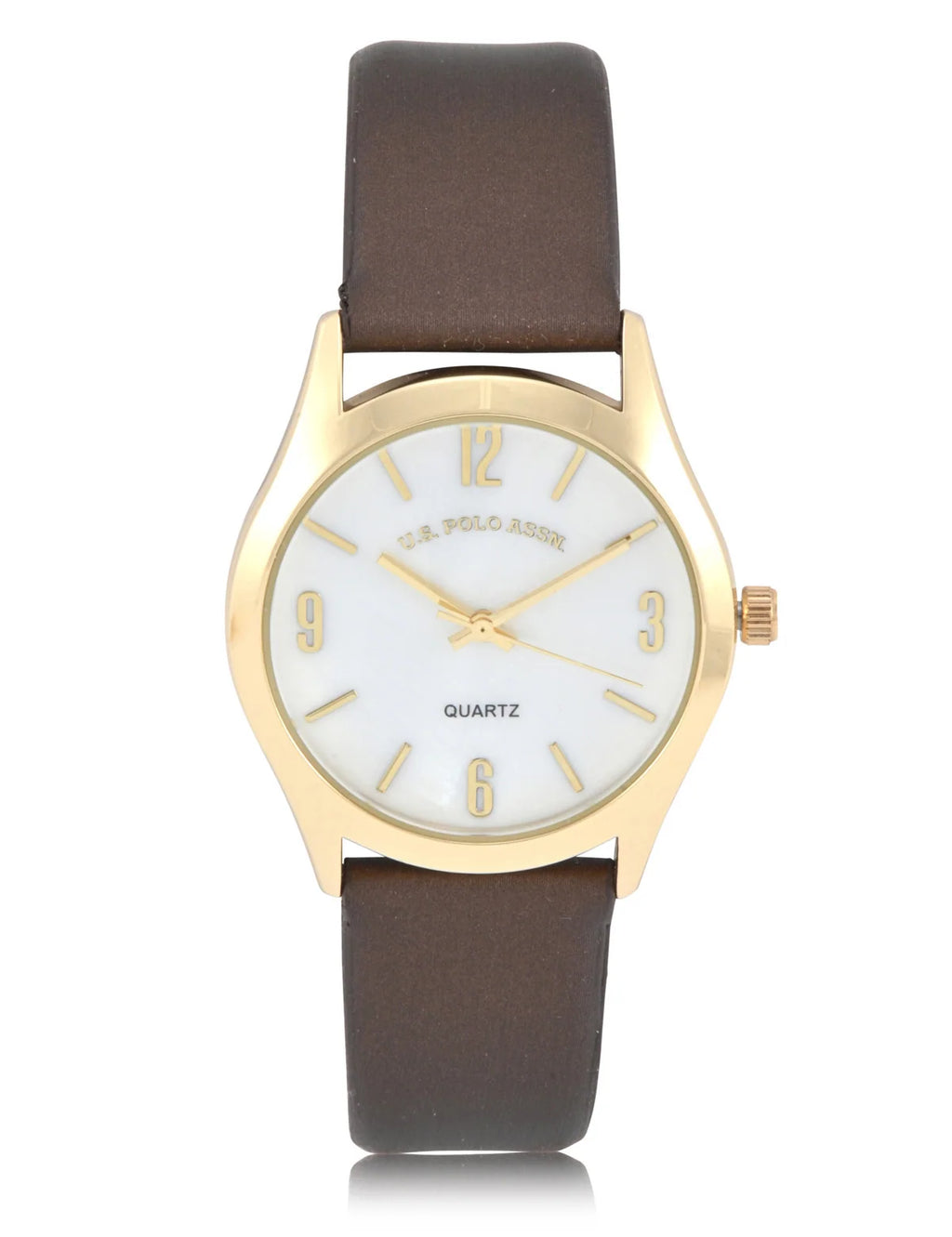 U.S. Polo Assn. Women's Brown Strap Watch with Gold-Tone Accents