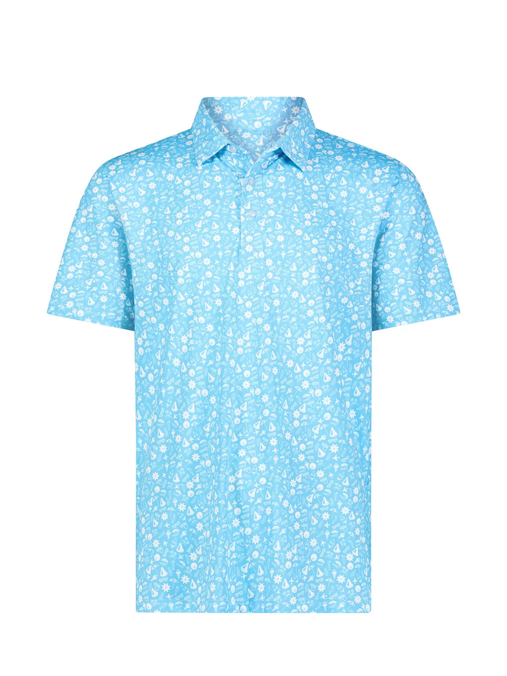WTR LFE - Men's UV50 Vacation Performance Polo, Aqua - Sz Medium
