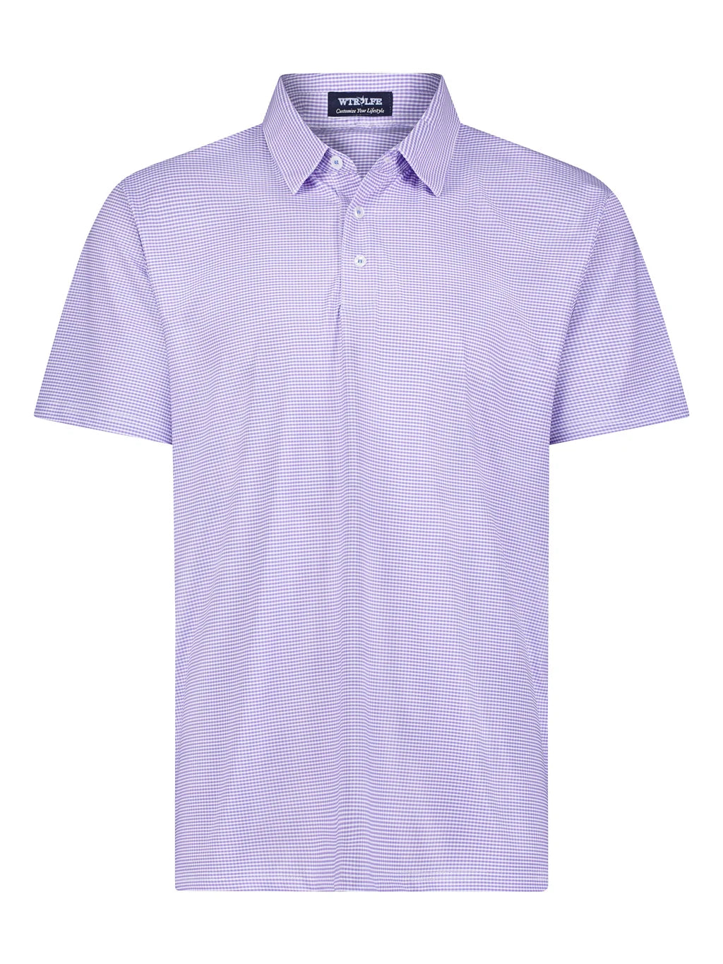 Wtr Lfe Men's Vineyard Polo, UV50 Lavender Gingham, XL
