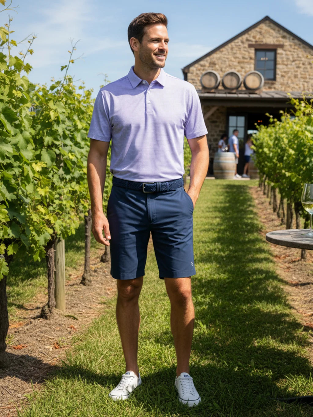 Wtr LFE Vineyard Polo- Lavender Men's Large