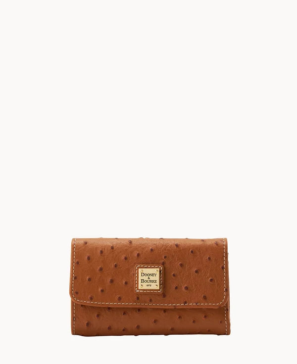 Dooney & Bourke Ostrich Flap Wallet , Caramel