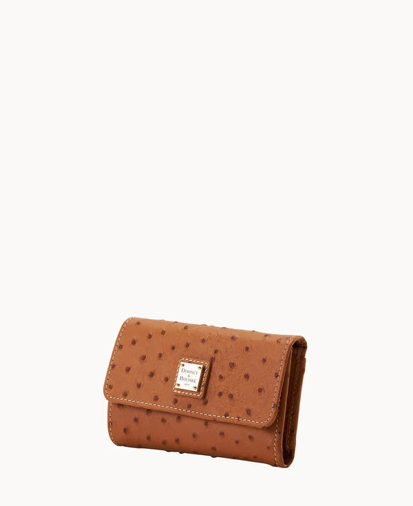 Dooney & Bourke Ostrich Flap Wallet , Caramel