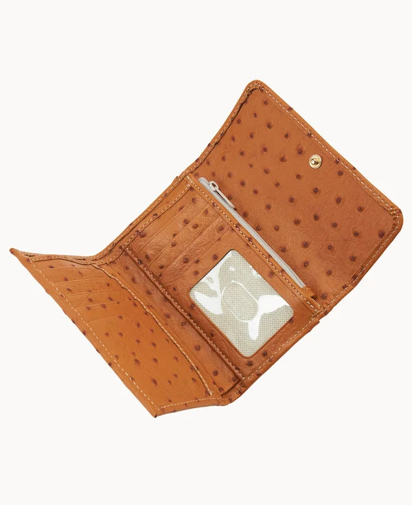Dooney & Bourke Ostrich Flap Wallet , Caramel