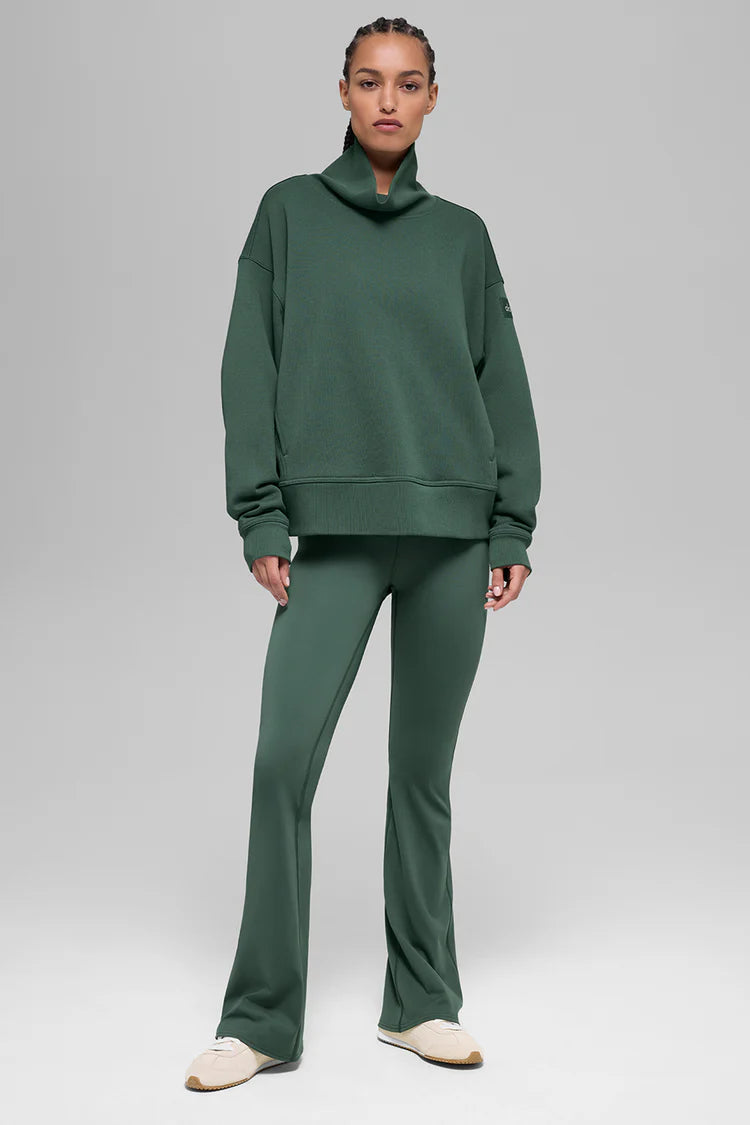 ALO YOGA Hazy Mock Neck Pullover Clover Green Size: XS