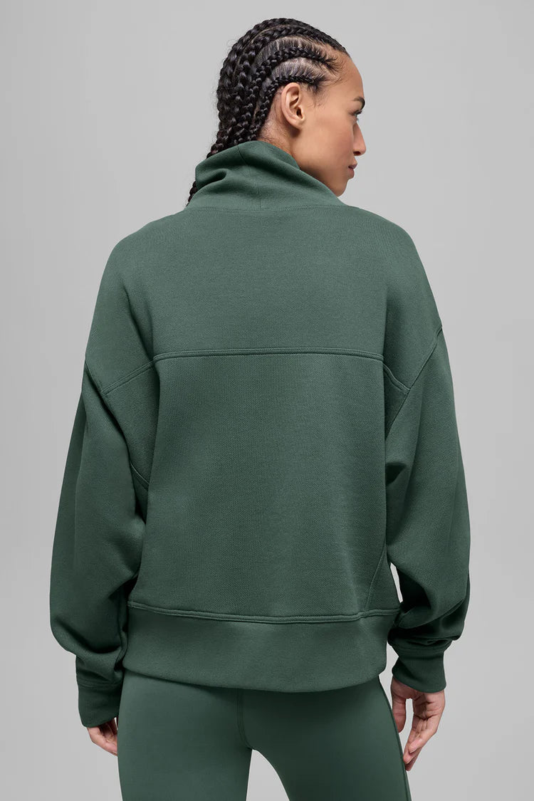 ALO YOGA Hazy Mock Neck Pullover Clover Green Size: XS