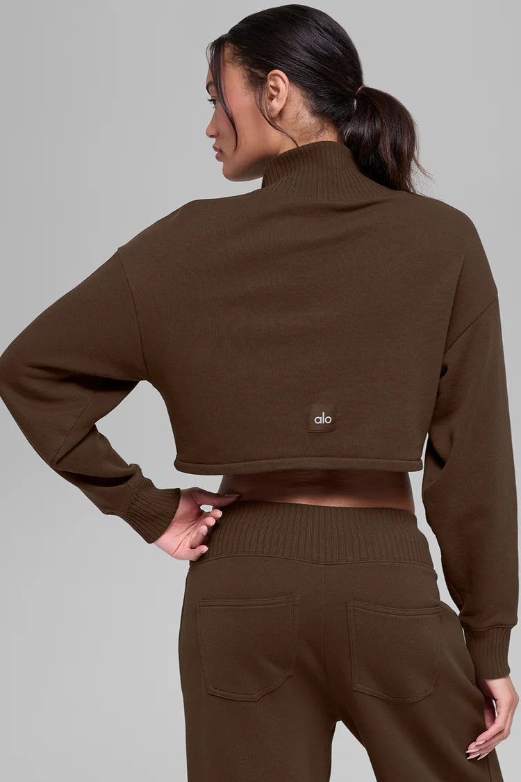 ALO YOGA Cropped Serenity Coverup Espresso Size: L