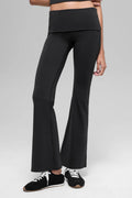 ALO YOGA Softsculpt 7/8 Foldover Flare Legging Black Size: S