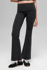 ALO YOGA Softsculpt 7/8 Foldover Flare Legging Black Size: S