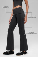 ALO YOGA Softsculpt 7/8 Foldover Flare Legging Black Size: S