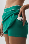 *ALO Women's Softsculpt Amp It Up Tennis Skirt, Emerald Isle, Small