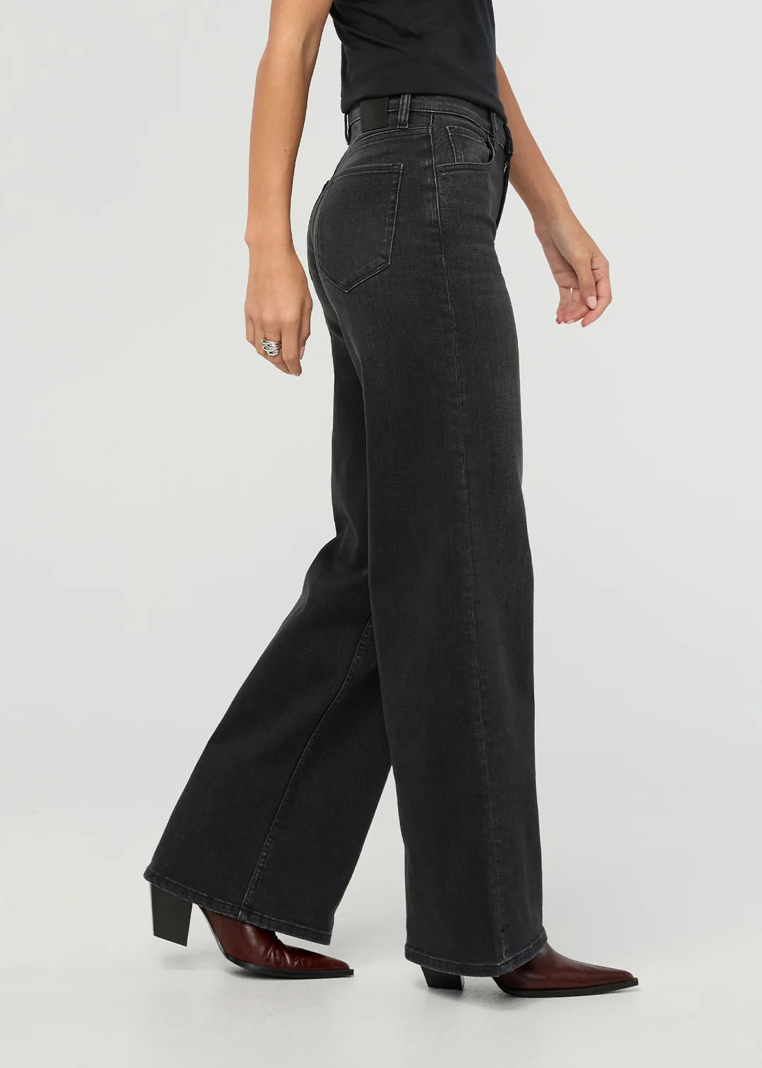 DU/ER Performance Denim+ High Rise Wide Leg - Faded Black- Women's 31