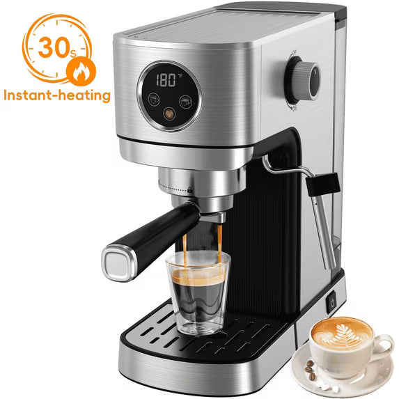 WHALL Espresso Machine, 20 Bar Pump, Touchscreen Control, Stainless Steel
