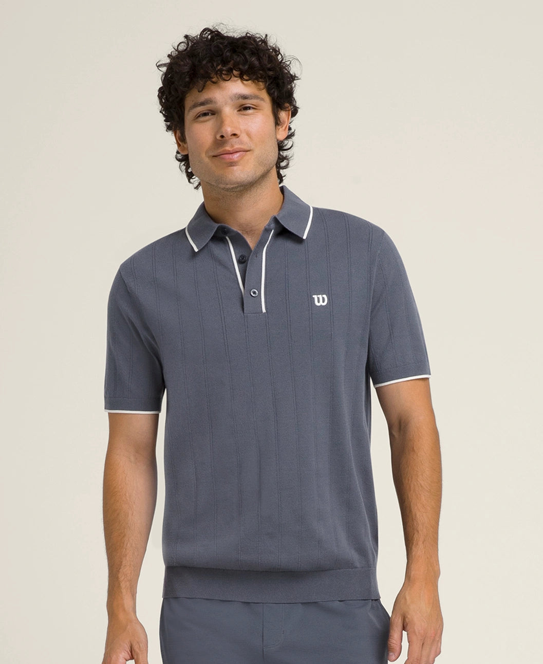 (size MED) WILSON-Courtside Knit Polo -Dusk Blue