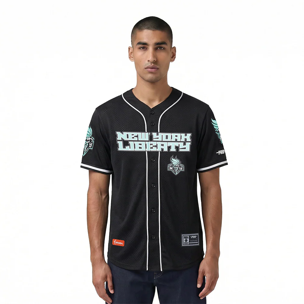 WNBA NEW YORK LIBERTY MESH MEN'S BUTTON-DOWN SHIRT- SIZE: LG