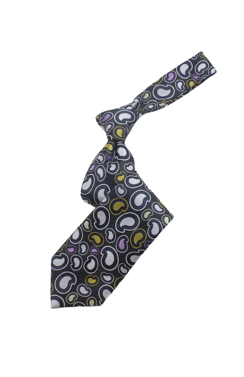 Wonderland 3 | Multi Color Black & Navy Pailsey | Tie & Pocket Square