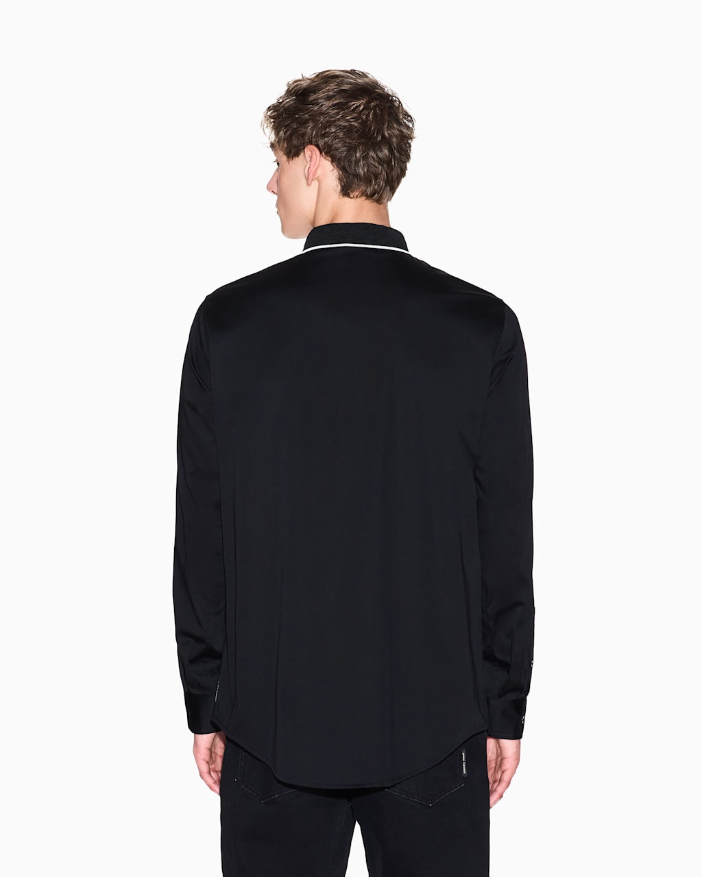 Armani Exchange-Stretch cotton shirt with contrasting profiles-XL