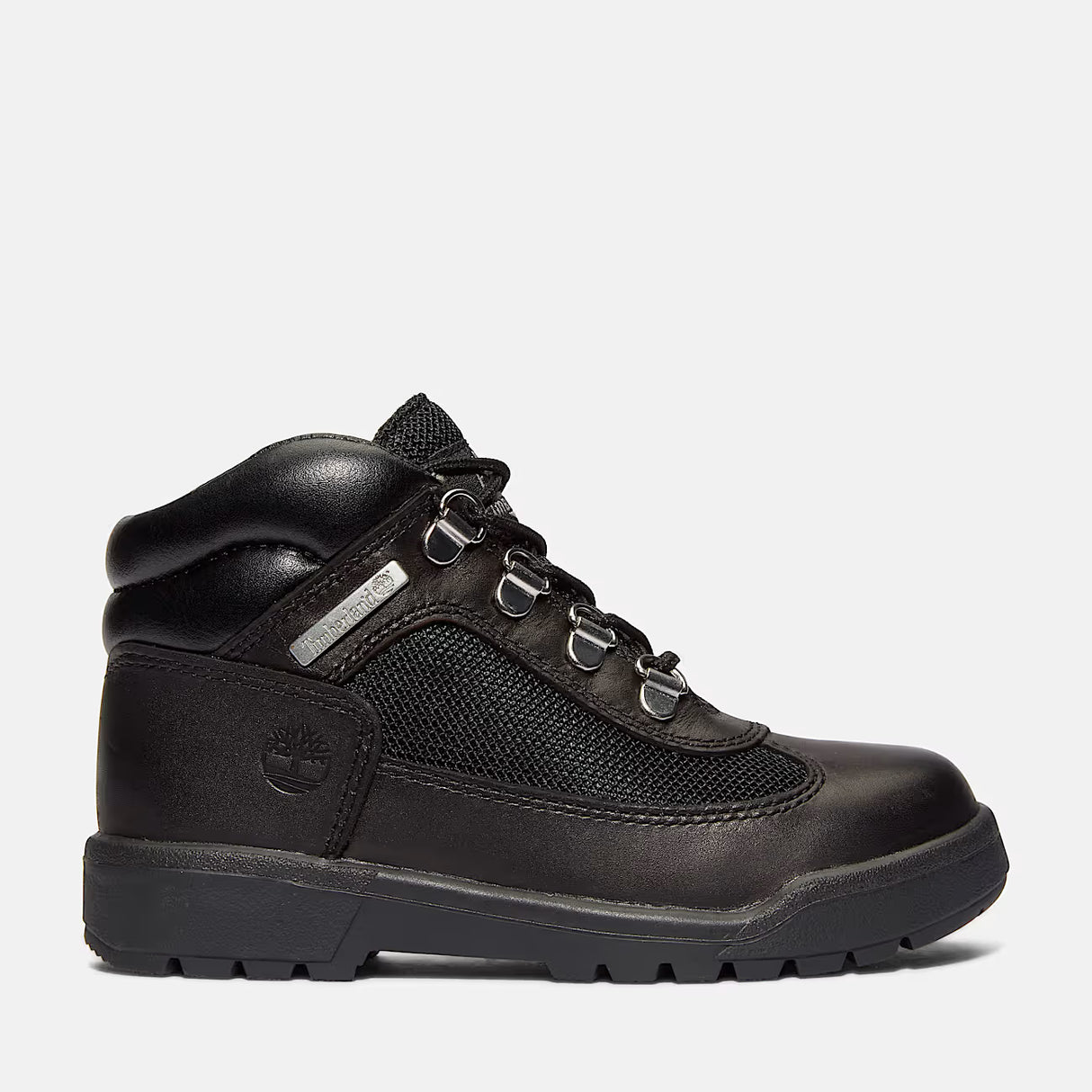 Timberland Mid Lace Up Field Boots - Black leather and mesh fabric.(Youth)