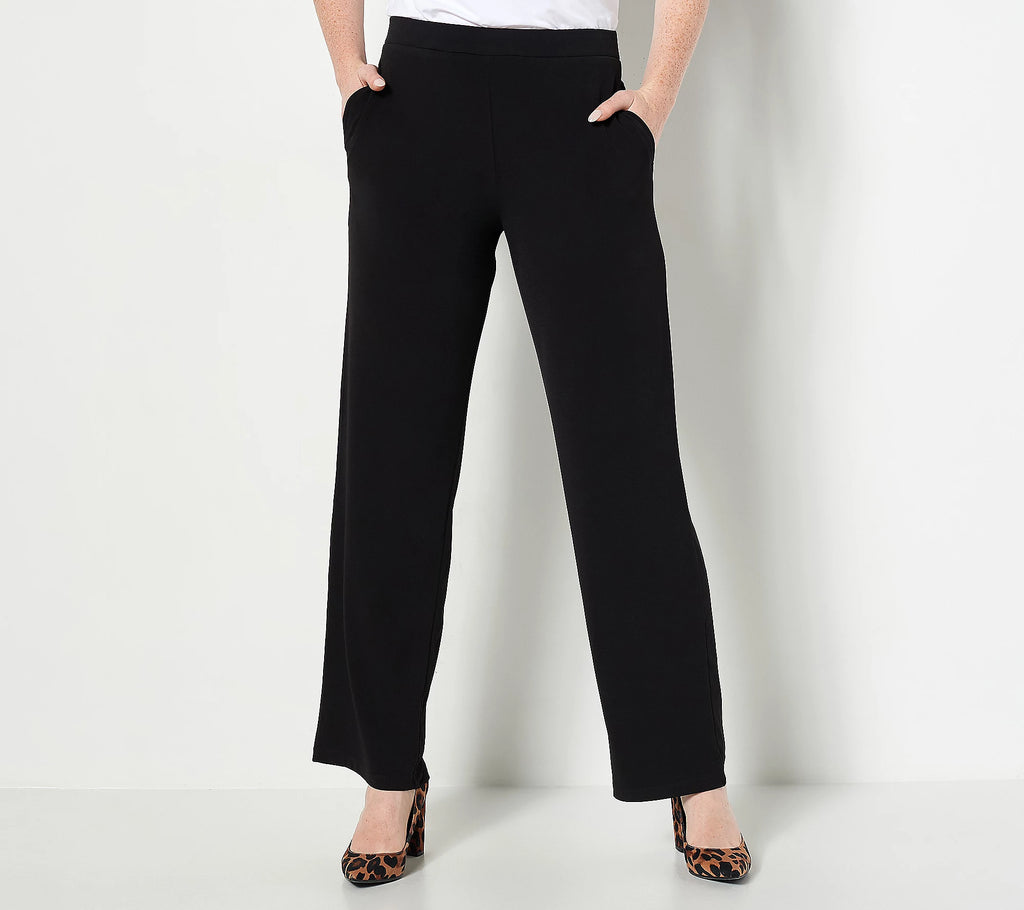 Susan Graver Liquid Knit Wide-Leg Pull-On Pants, Women's - Black, 3X