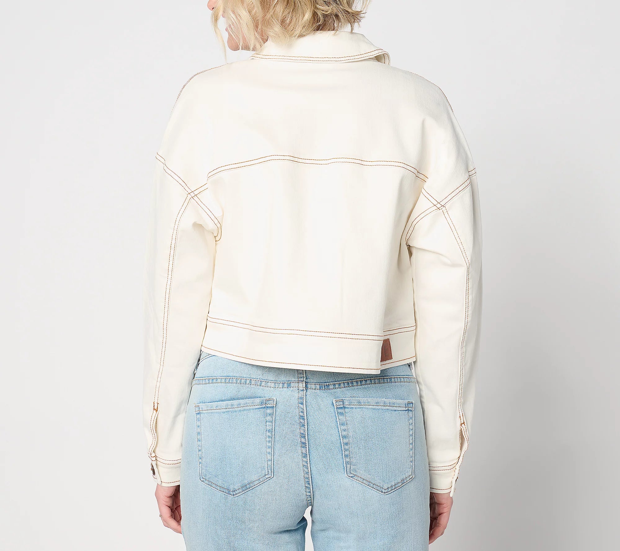 Peace Love World Authentic Denim Cropped Jacket - White - XL