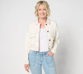 Peace Love World Authentic Denim Cropped Jacket - White - XL