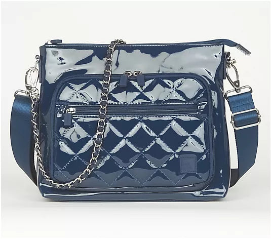 IHKWIP The Sensational Chain Shoulder Bag W/ Crossbody Strap - Patent Navy